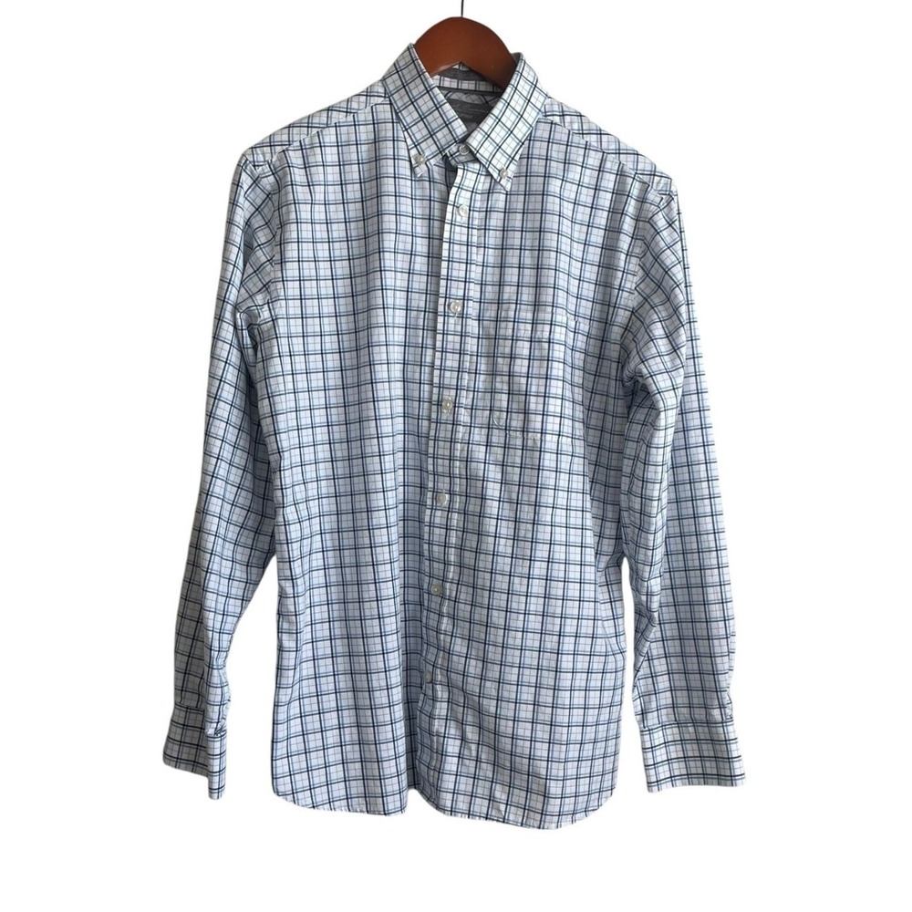 Daniel Cremieux Men Button Down S Blue Plaid Supima Cotton Casual Preppy Classic